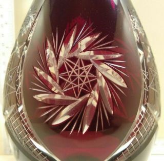 2 Vintage Cranberry/Ruby/Red Cut to Clear Crystal Glass Wine Carafe/Decanter 3