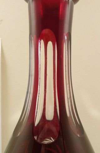 2 Vintage Cranberry/Ruby/Red Cut to Clear Crystal Glass Wine Carafe/Decanter 5