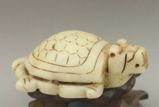 Chinese Old Jade Hand - Carved Jade Statue Dragon Tortoise 3.  1 Inch