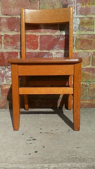 Vintage Solid Oak Childs Primary School Classroom Library Chair 14” Seat