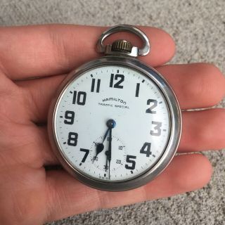 Vintage Hamilton Traffic Special Pocket Watch Swiss Hand Wind Sub Seconds Read