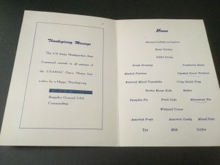 1967 THANKSGIVING DINNER MENU for U.  S.  ARMY HAC SAIGON OPEN MESS 2