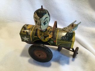 Vintage Marx Jolly Joe Tin Litho Wind Up Toy Army Car