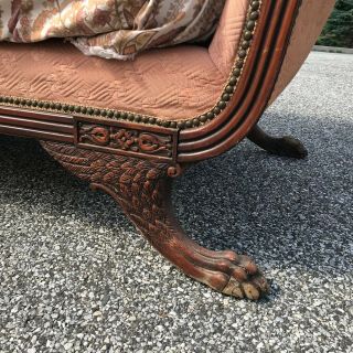 antique Duncan Phyfe claw foot carved mahogany sofa for restoration 4