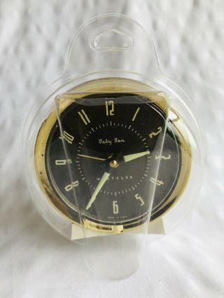 Vintage 1960s Westclox Baby Ben Wind - Up Alarm Clock Style 7 White W/ Brass Trim