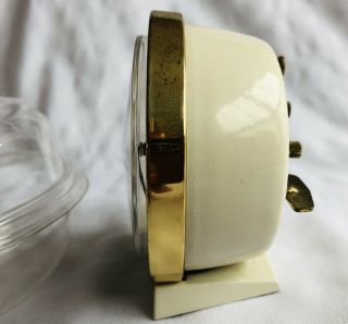 Vintage 1960s Westclox Baby Ben Wind - Up Alarm Clock Style 7 White W/ Brass Trim 4