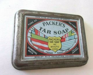 Vintage Packers Tar Soap Antique Soap Tin Mystic Conn.