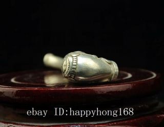 chinese old coper - plating silver hand engraving tobacco pipe a02 3