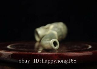 chinese old coper - plating silver hand engraving tobacco pipe a02 5