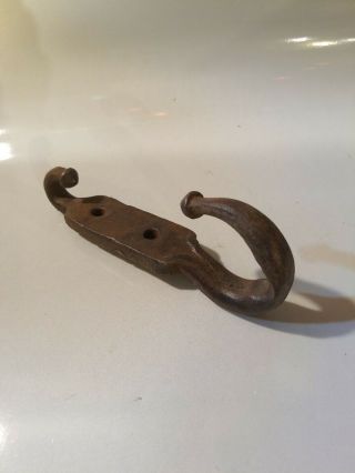 Unique Antique Primitive Hand Forged Wrought Iron Hook With Devil 