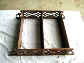 A Lovely Victorian 1900 ' s Timber 3 Shelf Filigree Sided Wall Mount Whatnot Shelf 3