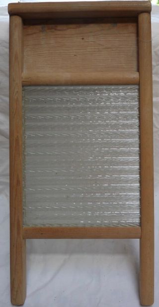 Columbus Washboard Company Wood & Glass Home Aide Travel Washboard 8 3/4” x 18” 3