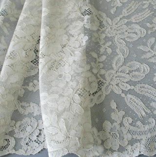 Vintage French Alencon Lace 36 " X 16 " Runner Needlelace Roses Tulips,  Tassels