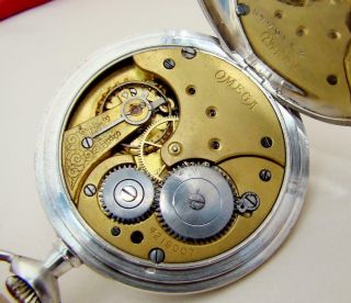 1921 OMEGA 15 JEWELS Pocket Watch 24 H DIAL in FINE SILVER CASE - RUNS 6
