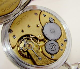 1921 OMEGA 15 JEWELS Pocket Watch 24 H DIAL in FINE SILVER CASE - RUNS 7