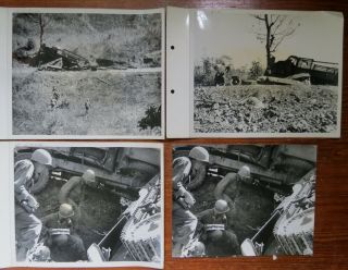 4 Photos Us Troops Of P & D Platoon Advance On Ambushed Japanese Tanks Burma Rd