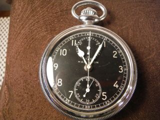 Hamilton Model 23 19 Jewel Chronograph W/ Military Nomenclature On Case Back Rns
