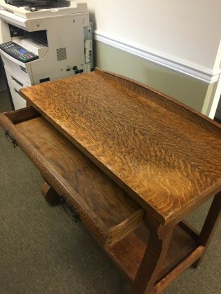 Antique Oak Library Table Desk With Drawer