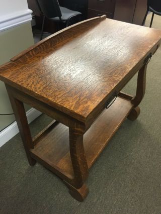 Antique Oak Library Table Desk With Drawer 3