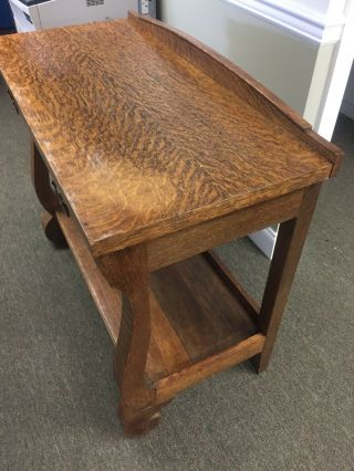Antique Oak Library Table Desk With Drawer 4