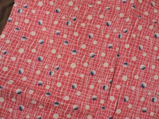 ANTIQUE ART DECO 1930’S RED DOT FABRIC OLD STOCK 3