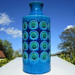 Italian Mid - Century Rimini Bitossi Blue Green Art Pottery Vase Rosenthal Netter
