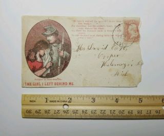 Civil War Postmarked Envelope W 3 Cent Stamp Honors A Soldier & The Girl He Left