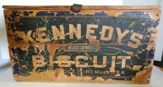 Kennedy ' s Biscuit Box large wooden advertising vintage with lid 1901 signed VT 2