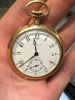 Antique Tiffany & Co 18k Gold Railroad Pocket Watch Swiss 16 Jewel 71.  8g
