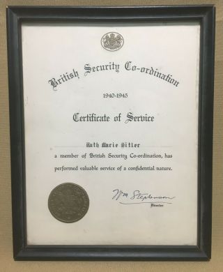 Ww2 British Security Co - Ordination Certificate Of A Female Member