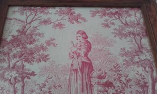 Antique French Art / Toile de Jouy Fabric Picture Joan of Arc Textiles Roses 4