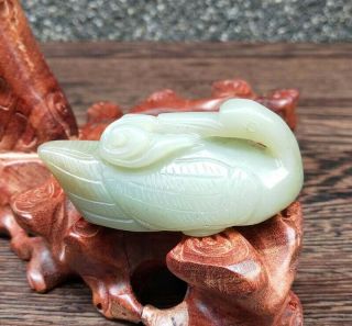 Chinese Natural Hetian Jade Hand - Carved Statue Mandarin Duck Exquisite Pendant