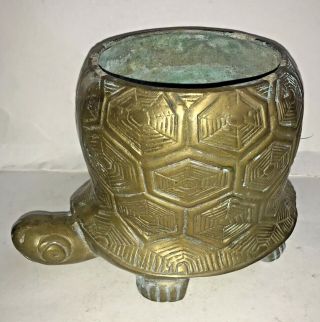 Ornate Antique Figural Turtle Spittoon Solid Brass 6.  20lbs Very Rare