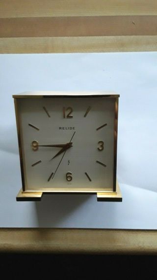 Vintage Relide Swiss Made Quartz Polished Brass Mantle,  Desk Clock