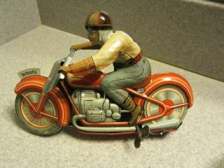 1950s Technofix Tin Wind Up 4 Racer Motorcycle Gebruder Einfalt 258 Toy Germany