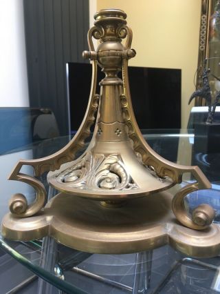 Antique English Victorian Brass Oil Lamp Base Rd 121306