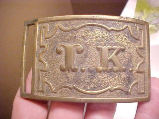 Civil War Union Confederate Sword Belt Buckle Plate W/ " T K " On Front Rare??????