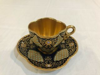 Antique black Knight Jeweled cobalt gold cup saucer. 2