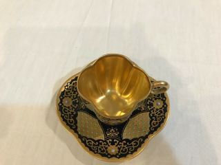 Antique black Knight Jeweled cobalt gold cup saucer. 4