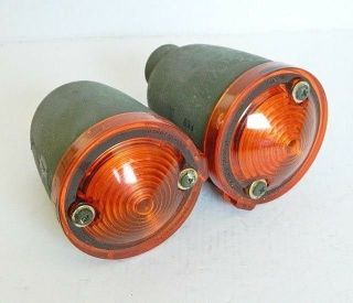 Nos Front Turn Signal Amber Bullet Light Pair Military Jeep M151a1 M38