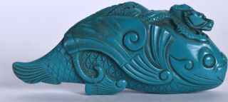 Chinese Snuff Bottle Chinese Turquoise Fish Scent Bottle China Oriental Art 34 G