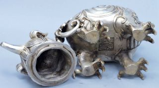 Collectable Tibet Handwork Miao Silver Carve God Beast Exorcism Incense Burners 6