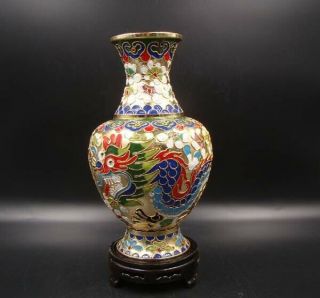 200mm Collectible Handmade Copper Brass Cloisonne Enamel Vase Deco Art