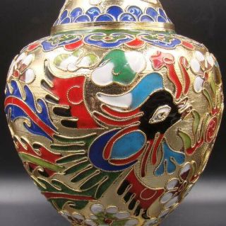 200mm Collectible Handmade Copper Brass Cloisonne Enamel Vase Deco Art 3