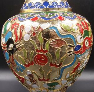 200mm Collectible Handmade Copper Brass Cloisonne Enamel Vase Deco Art 4