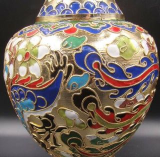 200mm Collectible Handmade Copper Brass Cloisonne Enamel Vase Deco Art 5