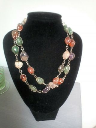 Vintage Scottish Agate Bead Arts And Craft Necklace