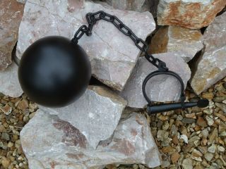 Iron Ball & Chain Black Metal Long Link,  Key / Handcuffs / Shackles Film Prop