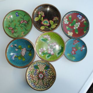 7 Antique Chinese Cloisonne Dish Decorated With Flowers