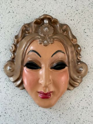 Vintage Lady Statue Bust Figurine Art Deco Nouveau Plaque Wall Mask
